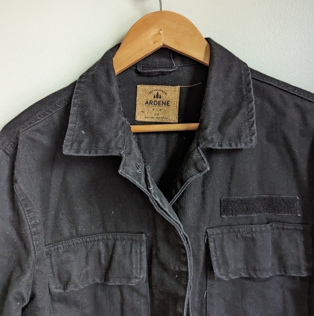 HANDMADE DIY Black Cotton South-American Oversized Cropped Jean's Jacket Small - Picture 7 of 12